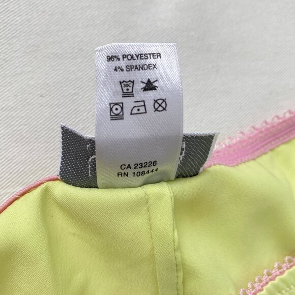 La Senza Tap Shorts in Pale Chartreuse with Pink Trim - Picture 7 of 7